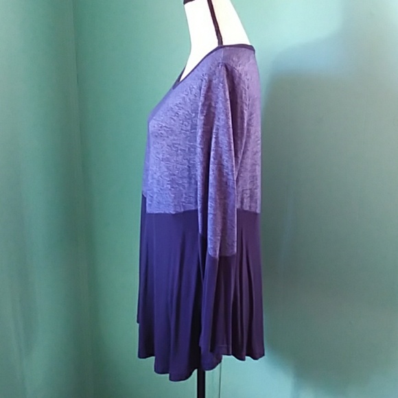 blue color block extra large long sleeve blouse - Picture 4 of 7
